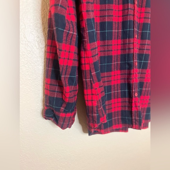 Banana Republic Red Plaid Preppy Classic Flannel Shirt XL - Picture 2 of 7